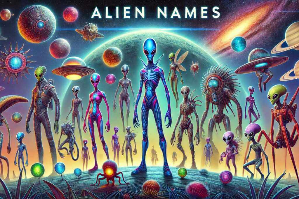 a group of aliens and planets